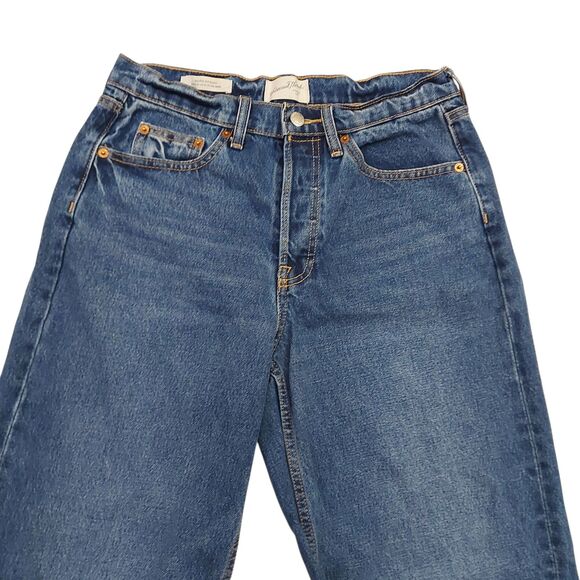 Universal Thread Jeans Womens 4R Blue Baggy Mid Rise Button Cuffed Hem 90s Retro - Picture 2 of 12